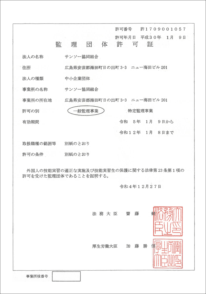 許可証イメージ